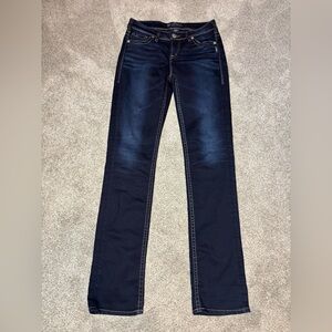 Suki Silver Jeans Co - Dark Blue Women's Straight Leg Jeans. W27/L34